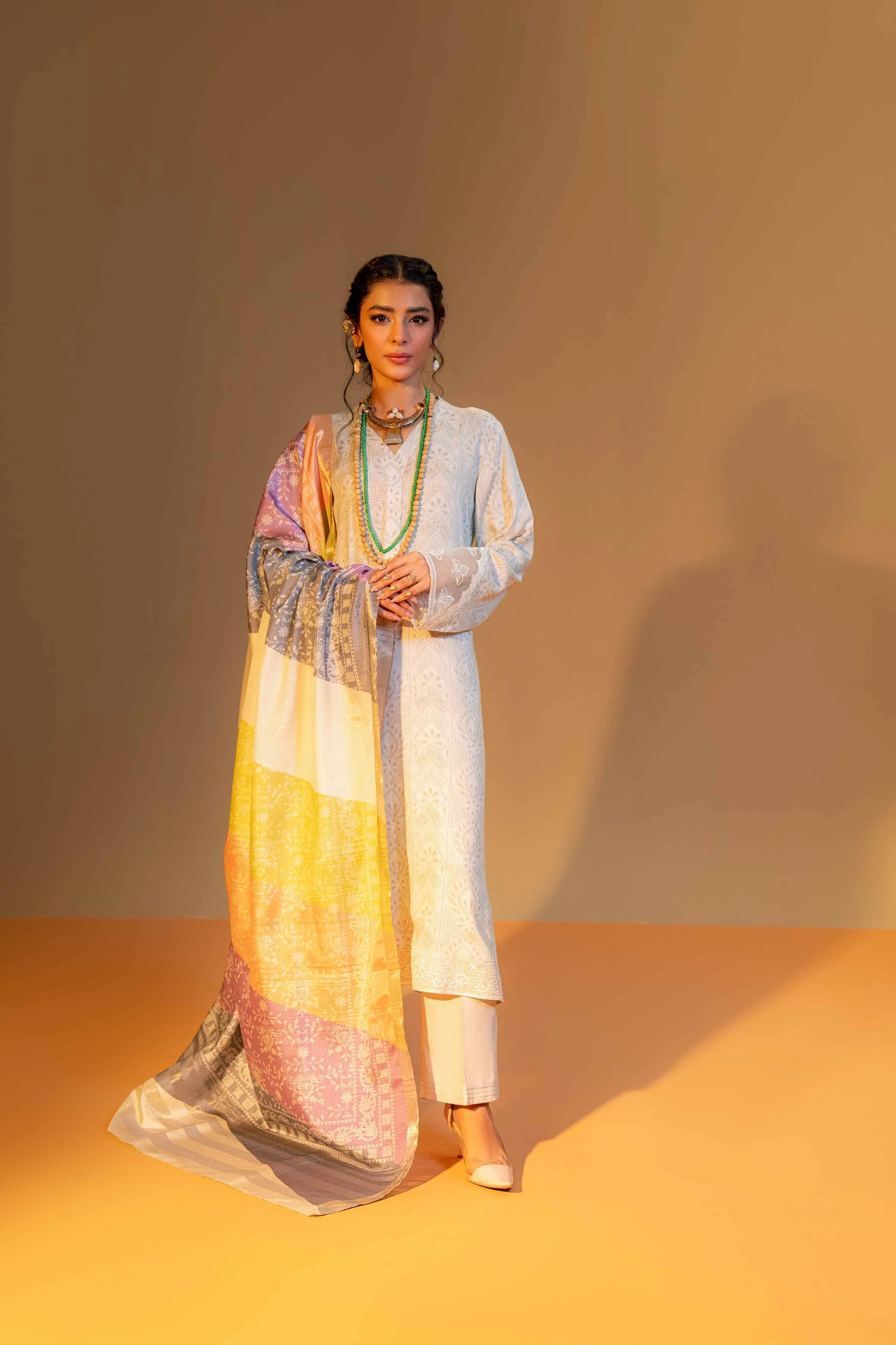 Nishat Linen Silk Collection – 3 Piece - Printed Embroidered Suit - 42306471