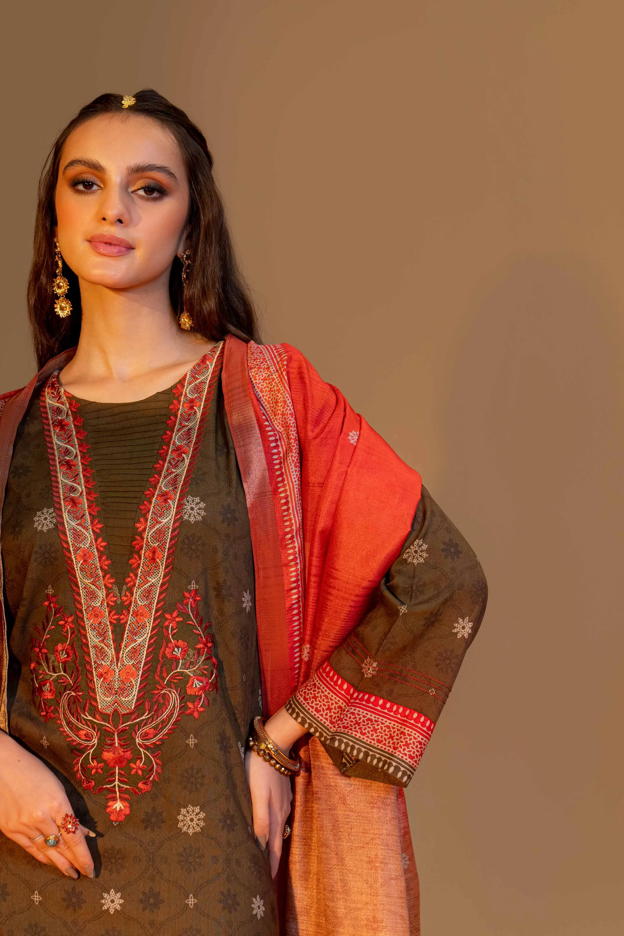 Nishat Linen Silk Collection – 3 Piece - Printed Embroidered Suit - 42306473