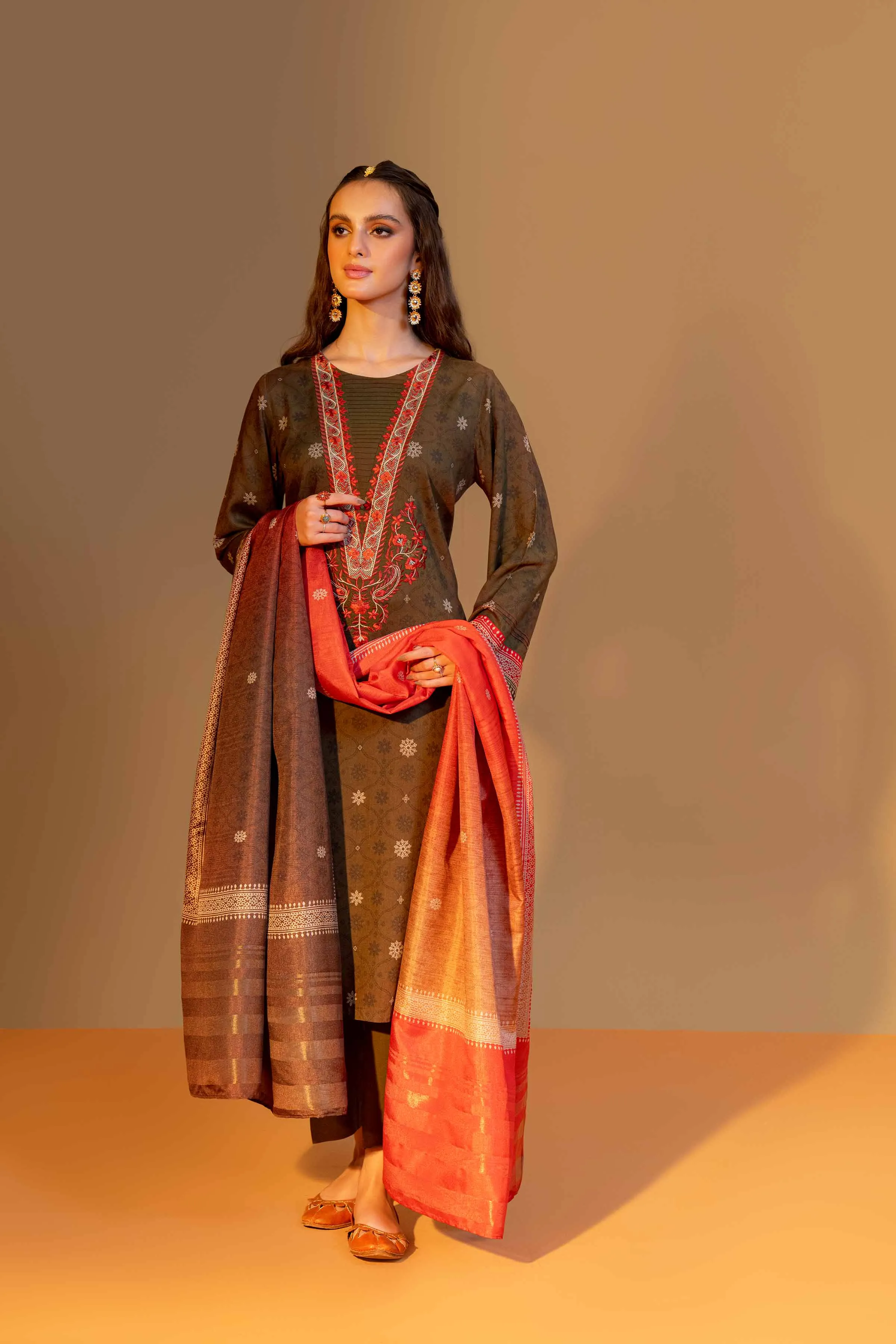 Nishat Linen Silk Collection – 3 Piece - Printed Embroidered Suit - 42306473