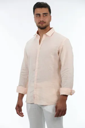 Orange Linen Shirt Striped