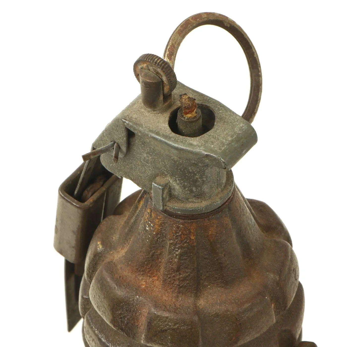 Original U.S. WWII Trench Art Desk Lighter made from MkII Pineapple Grenade & Rifle Grenade Fins