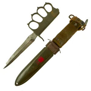 Original U.S. WWI/WWII Model 1918 Mark 1 Trench Knife “Paratrooper” Modified with 28th Infantry Division Marked M8 Scabbard