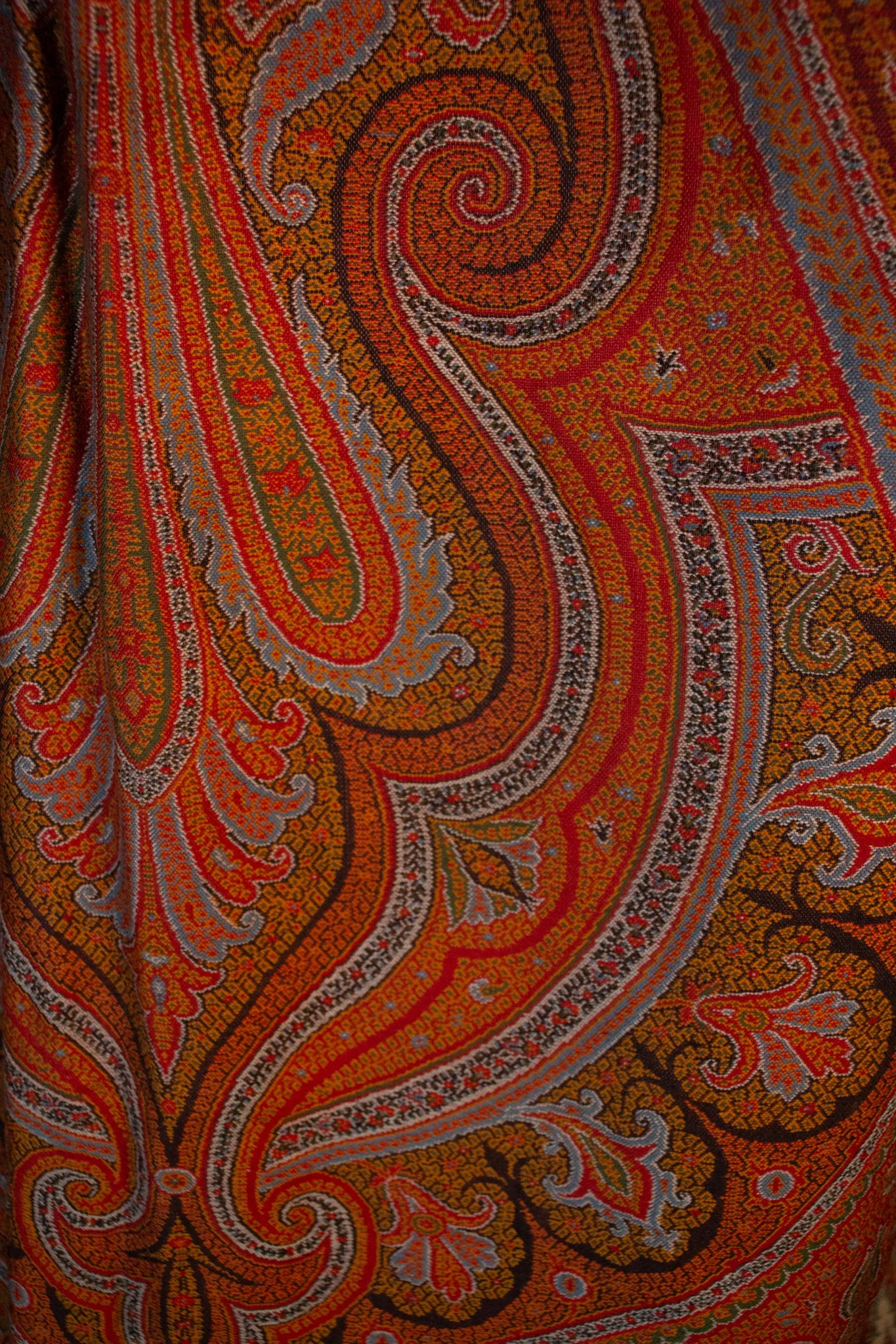 Paisley Midi Wrap Skirt With  Flamingo Pink Taffeta Lining.