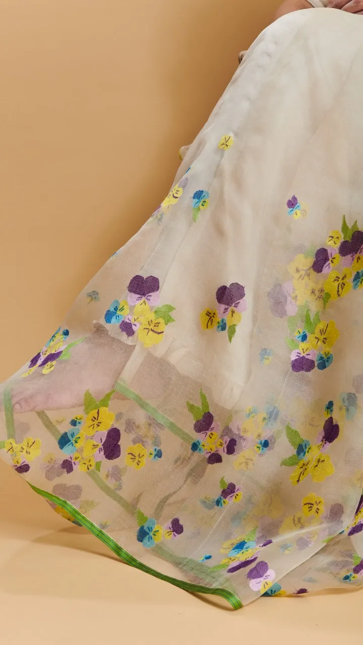 Pansy Bloom jamdani silk saree