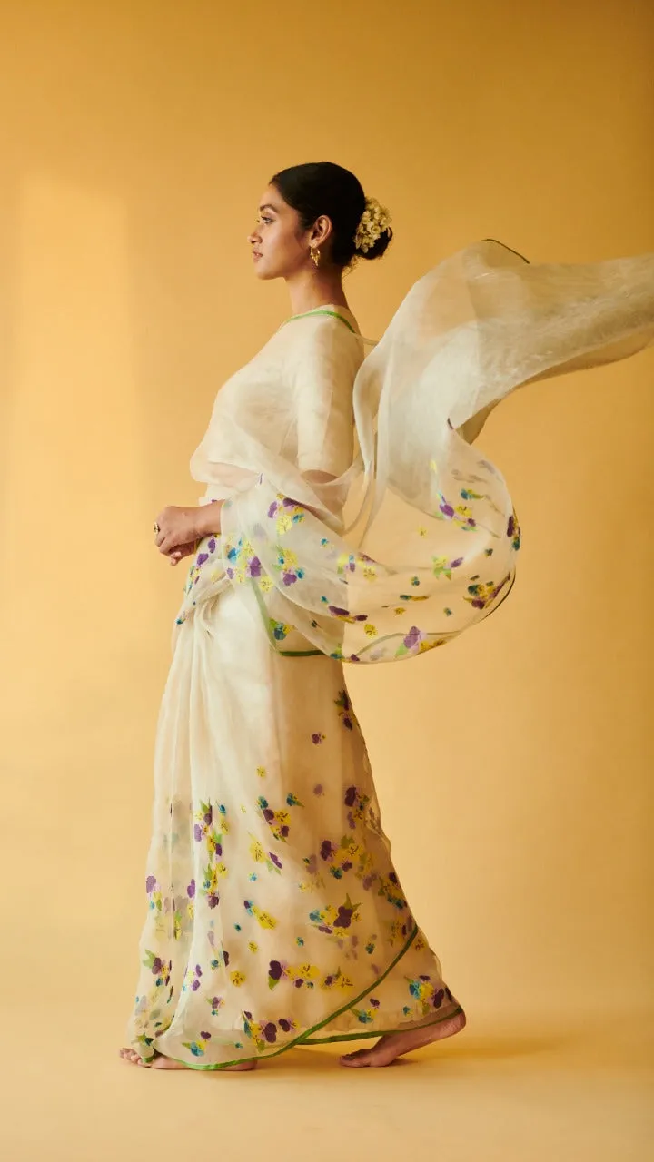 Pansy Bloom jamdani silk saree