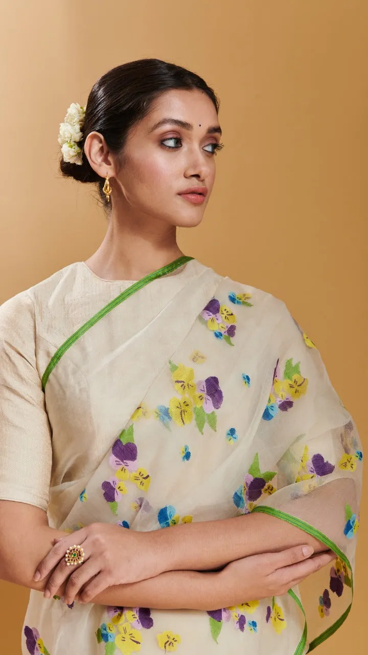 Pansy Bloom jamdani silk saree
