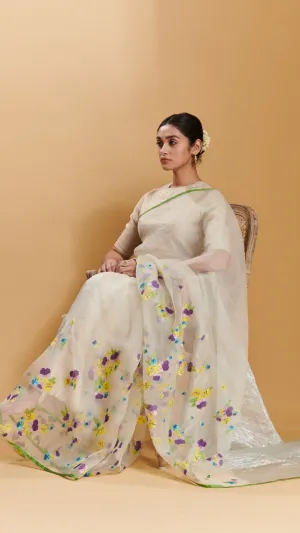 Pansy Bloom jamdani silk saree