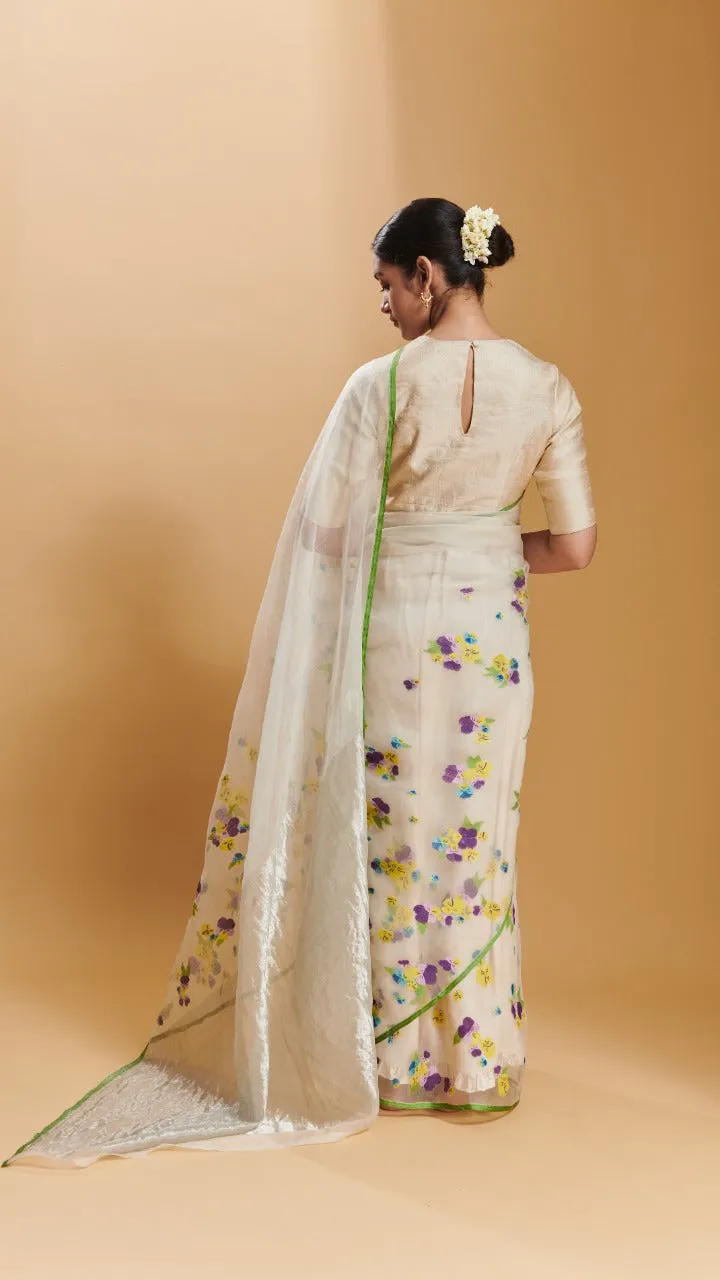 Pansy Bloom jamdani silk saree