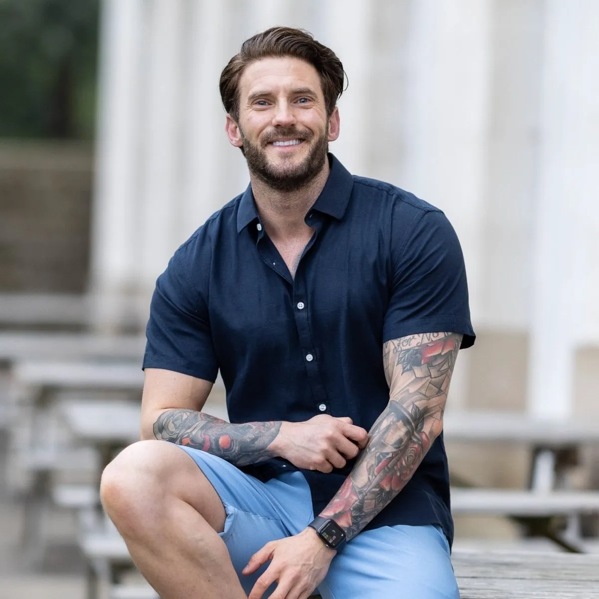 Return Sale - Performance Linen Short Sleeve Shirt - Navy