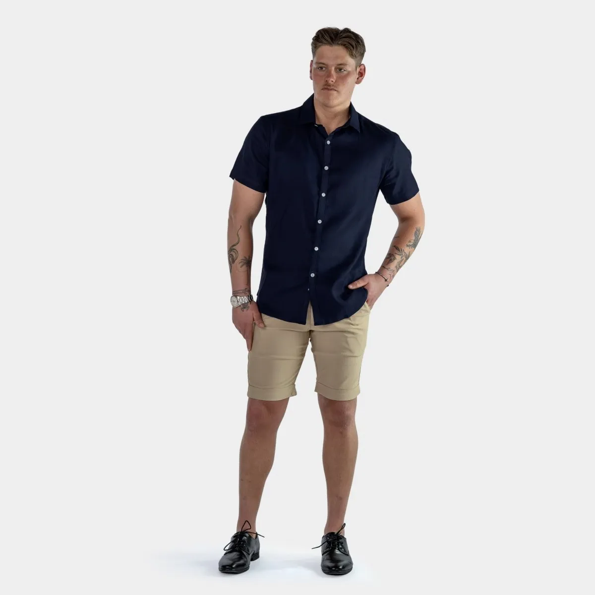 Return Sale - Performance Linen Short Sleeve Shirt - Navy