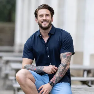 Return Sale - Performance Linen Short Sleeve Shirt - Navy