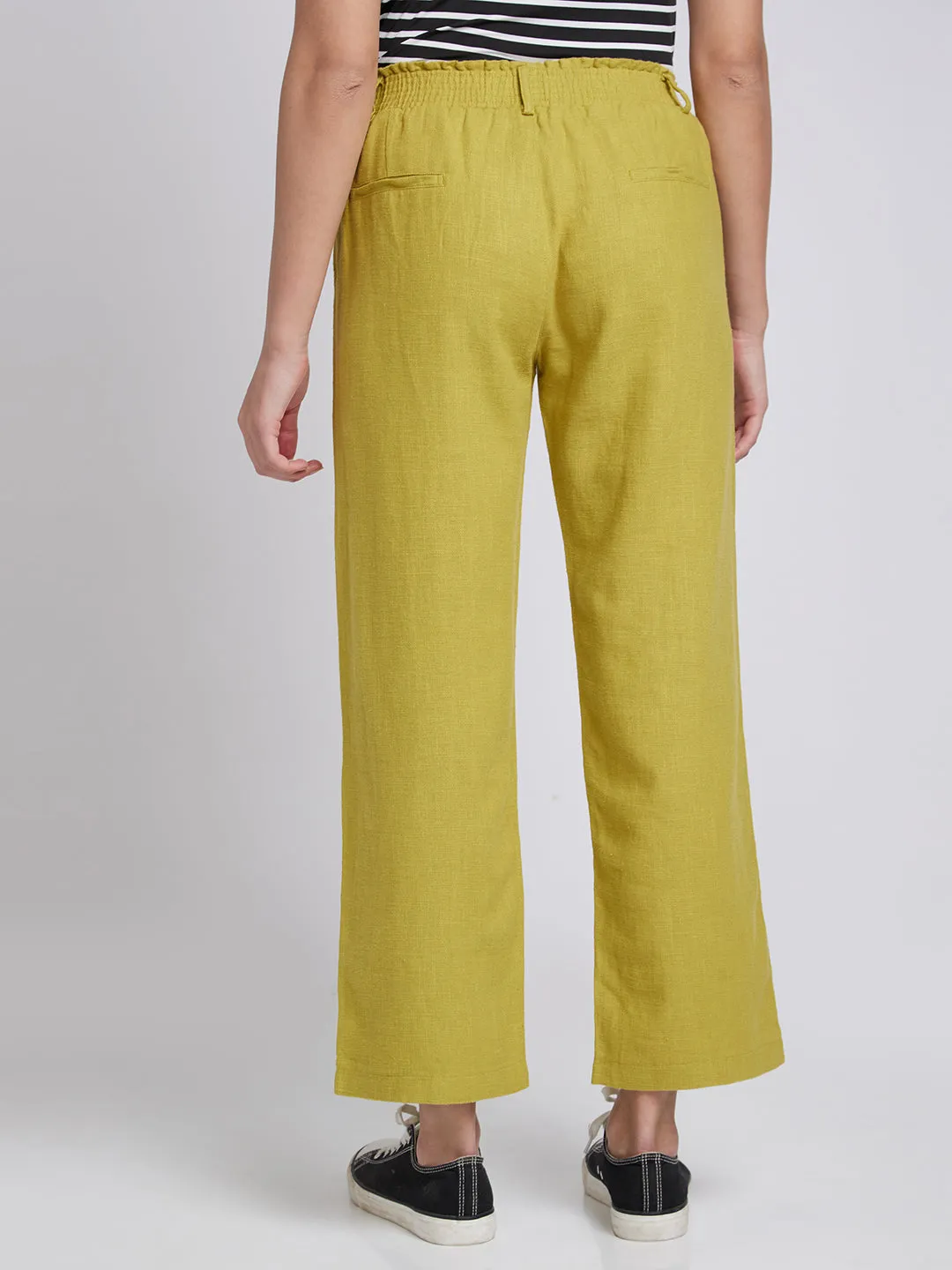 Spykar Pista Regular Fit Ankle Length Linen Trousers