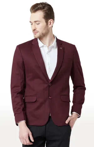 Spykar Red Cotton Regular Fit Blazer For Men