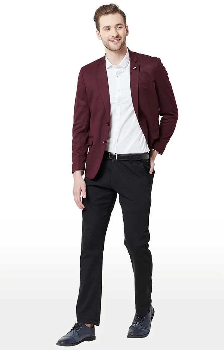 Spykar Red Cotton Regular Fit Blazer For Men