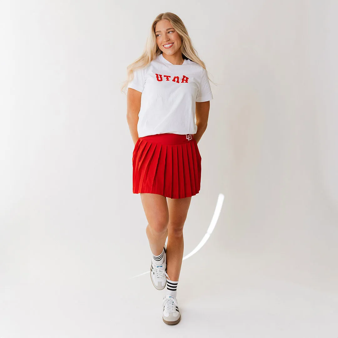 Utah Boyfriend Tee, White Crimson Western
