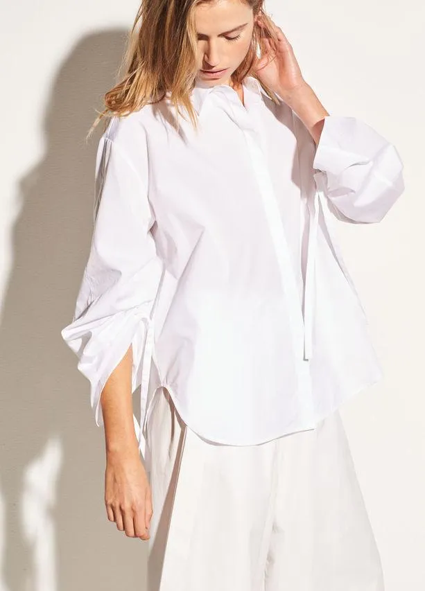 Vince - Cinched Sleeve Cotton Top in Optic White