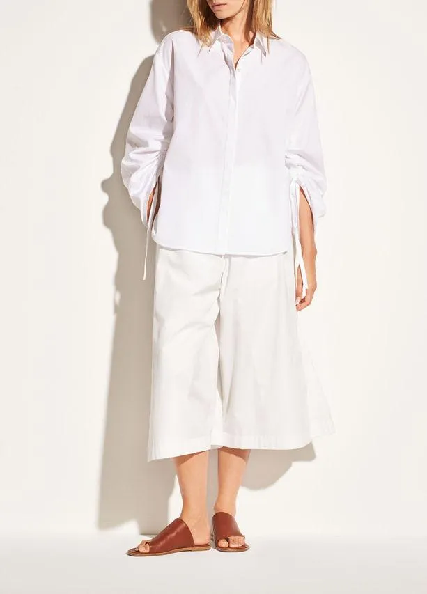 Vince - Cinched Sleeve Cotton Top in Optic White