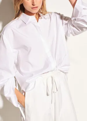Vince - Cinched Sleeve Cotton Top in Optic White