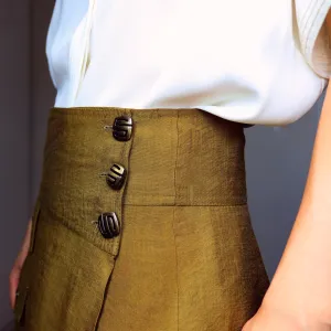 VINTAGE BUTTONS WRAP POCKET SKIRT