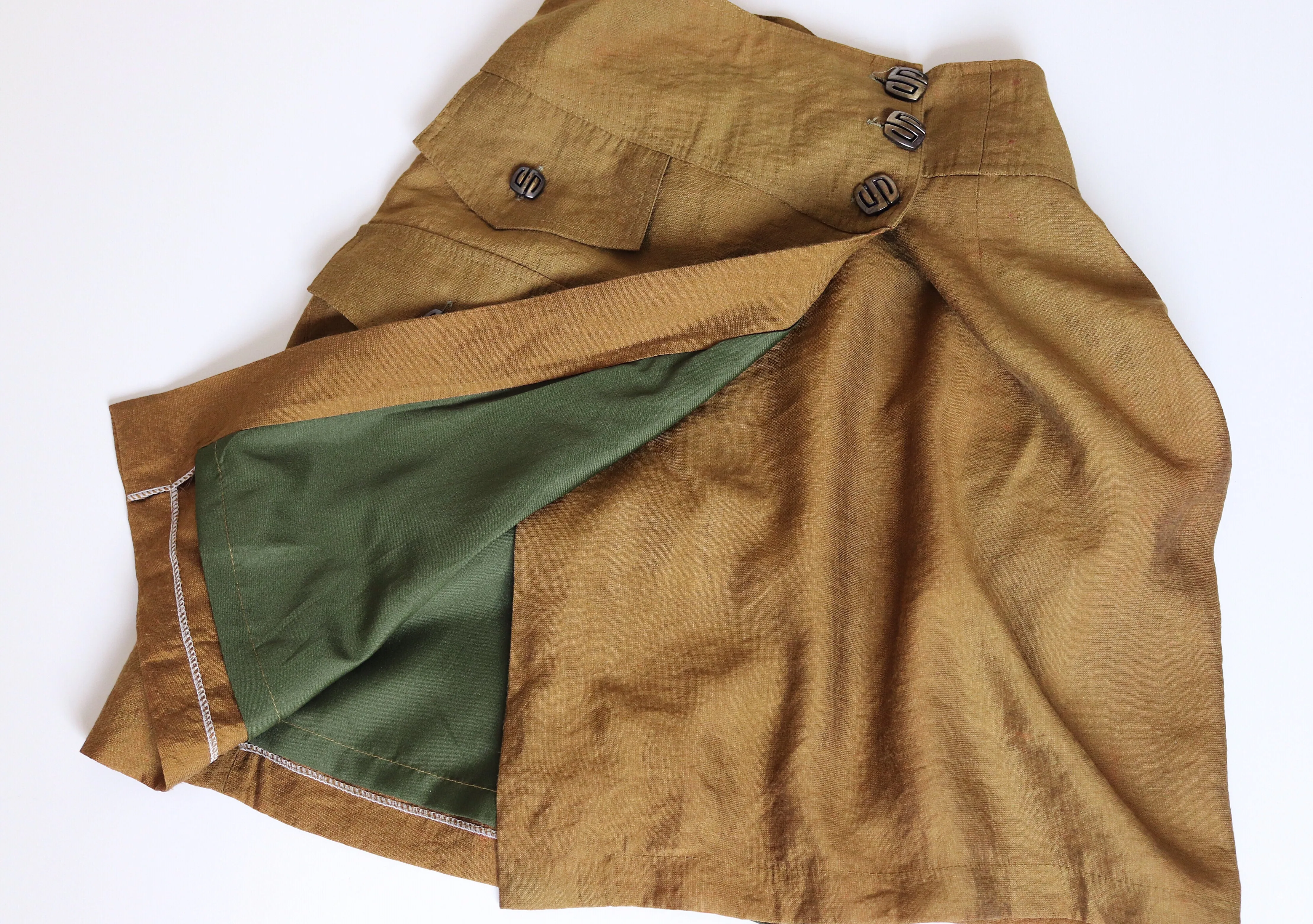VINTAGE BUTTONS WRAP POCKET SKIRT