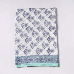 White - Sanganeri Block Printed Chanderi Silk Precut Fabric (1 meter) 72