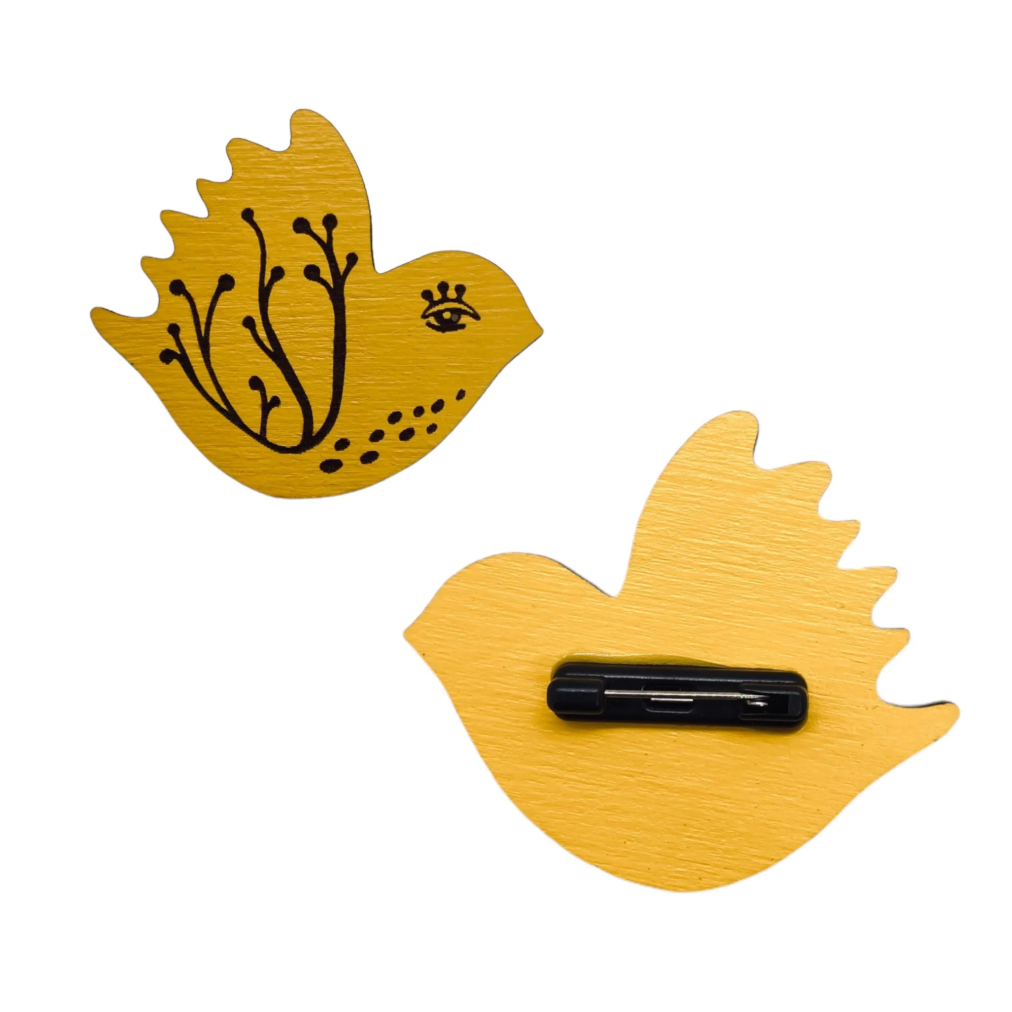 Yellow Bird Brooch, Statement Pin
