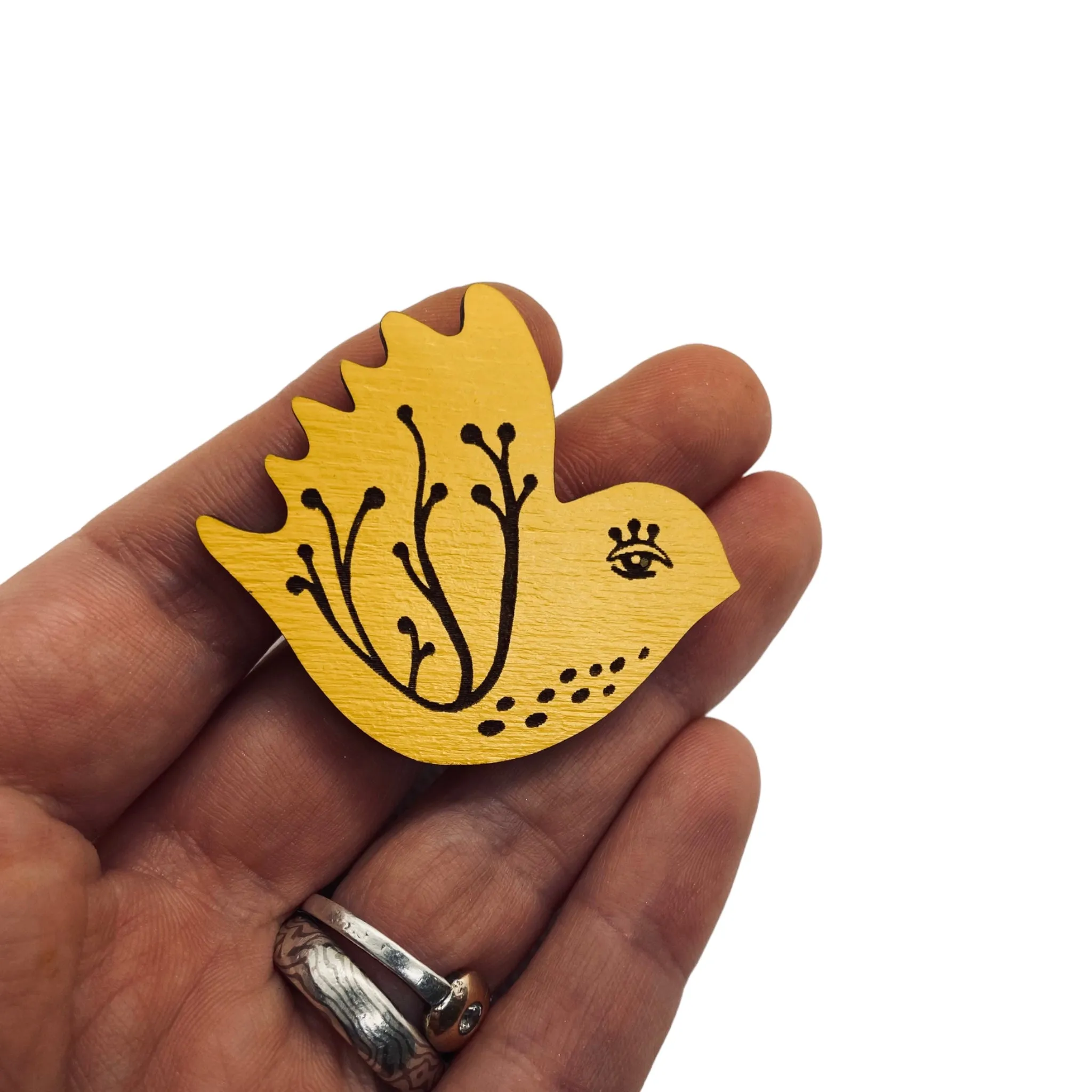 Yellow Bird Brooch, Statement Pin