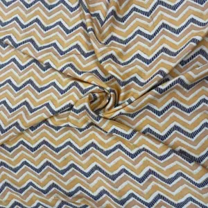 Yellow Chevron Pattern Cotton Linen Fabric