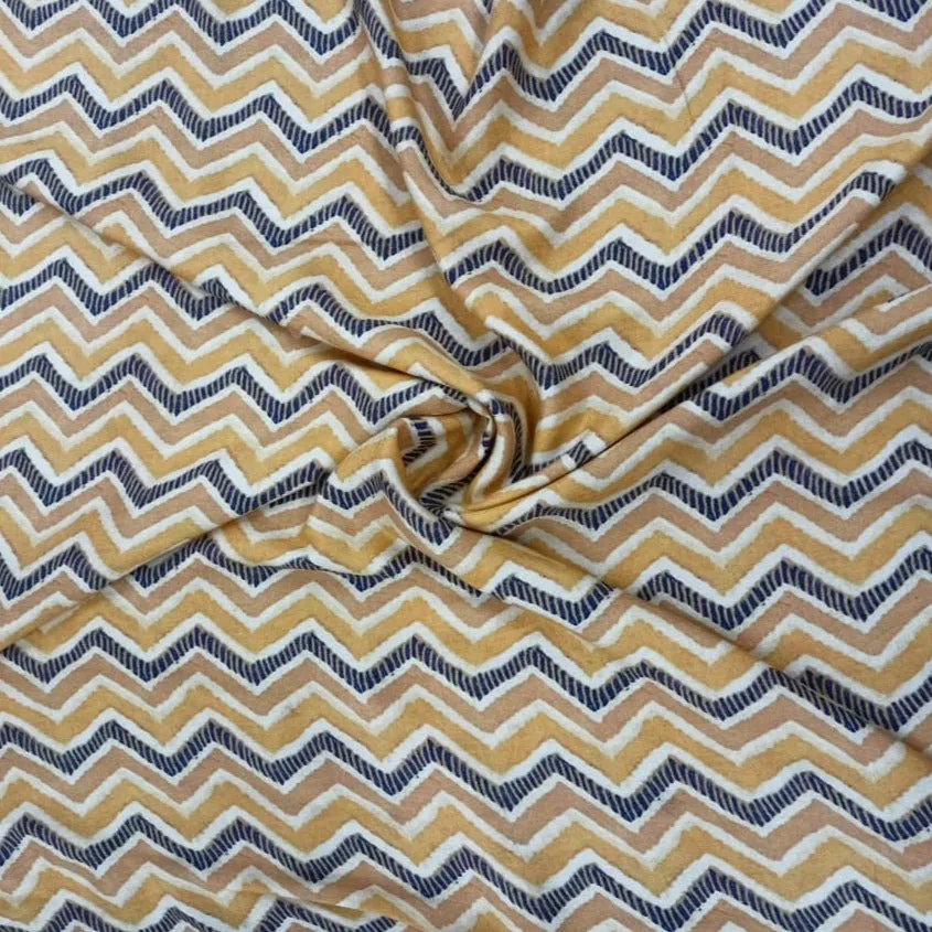 Yellow Chevron Pattern Cotton Linen Fabric
